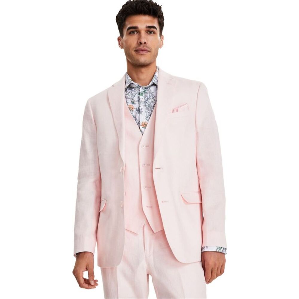 bar III Mens Linen Two Button Blazer Jacket, , 42 SHORT, DM